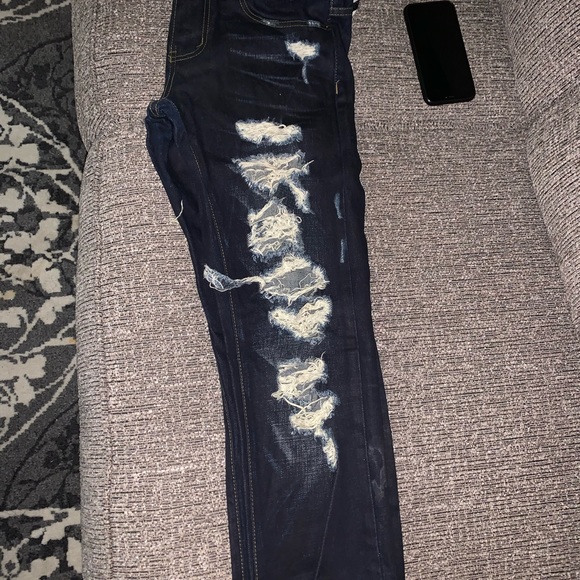 Men S 30 Denim Cut Navy Blue Jeans!!! - Picture 1 of 3